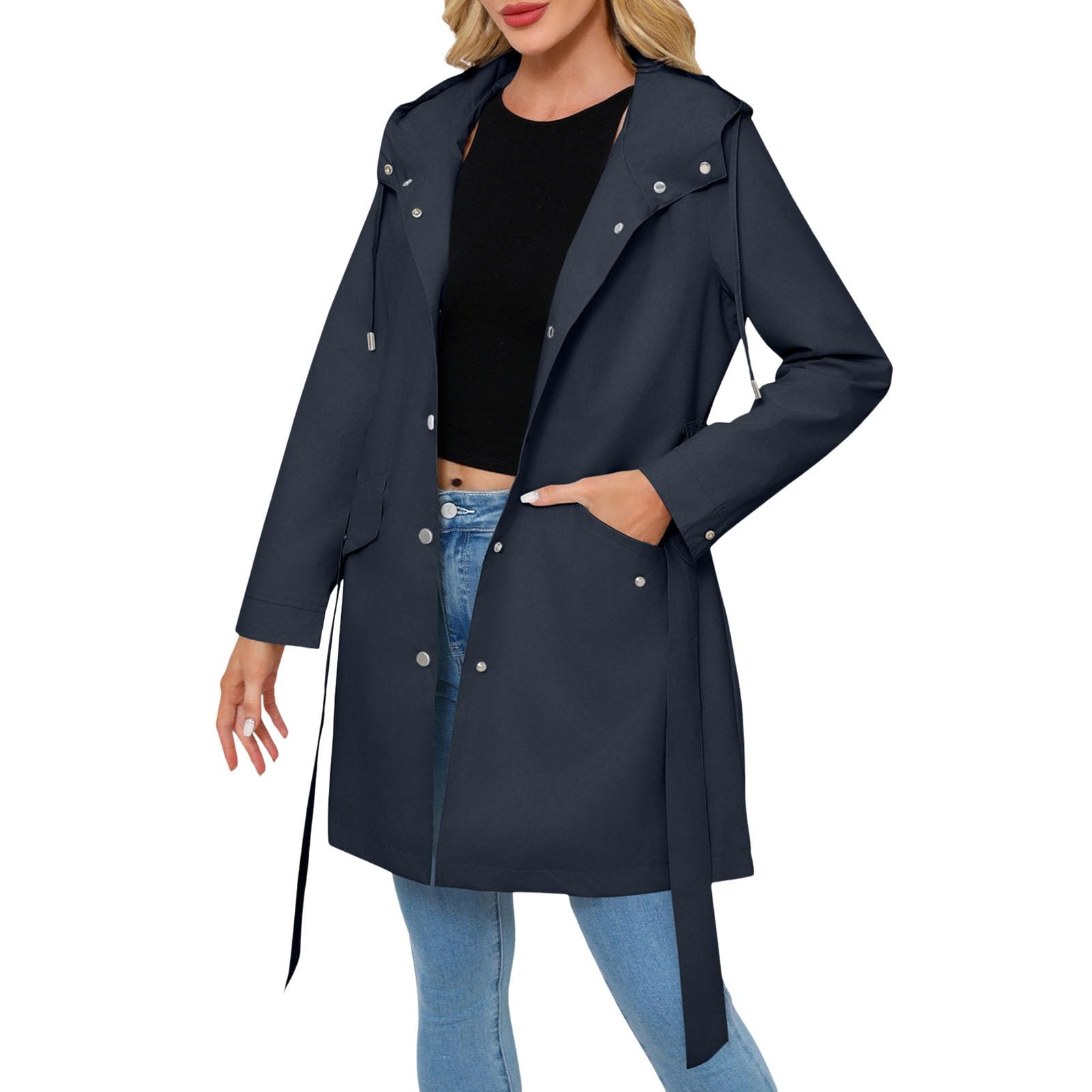 Genérico Chaqueta Impermeable Mujer-Chaqueta Con Capucha De Manga Larga Para Mujer Chaqueta Holgada E Informal A Prueba De Viento Para Primavera Y OtoñO
