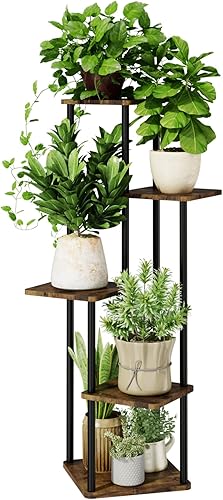 Soporte de 5 niveles para plantas de interior, estante de esquina para múltiples plantas para patio, jardín, balcón, sala de estar, dormitorio,