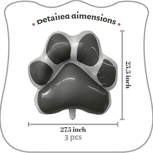 Miniatura 9 de Globos de decoración de fiesta de perro, 2 globos de aluminio en forma de pata de perro gris, 1 globo de papel de aluminio en forma de hueso para