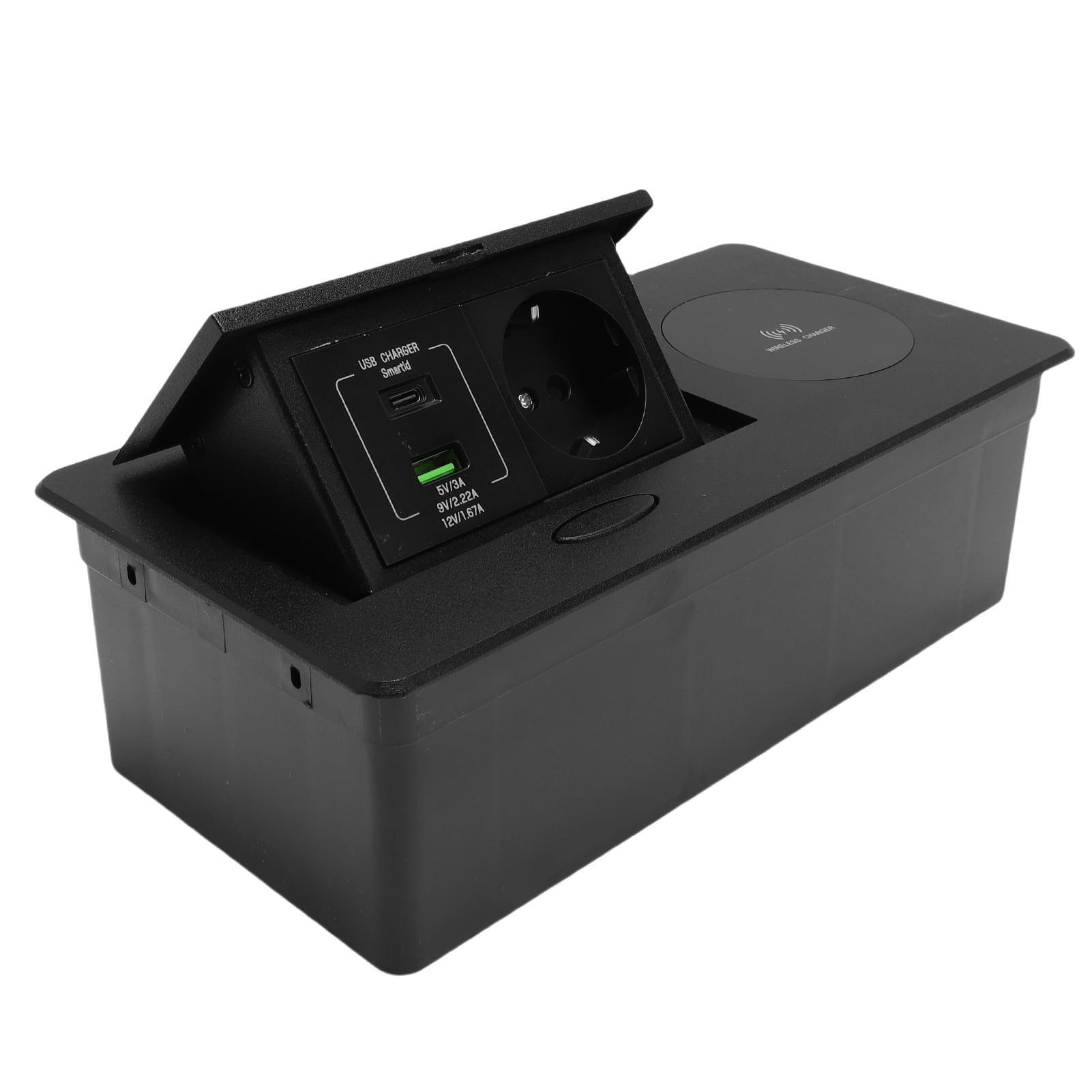 Gniazdo Zasilania Wpuszczanego z Gniazdem Prądu Przemiennego 16 A, Złączem USB A i Kortami o Mocy 20 W Oraz siecią bezprzewodową o Mocy 15 W - Ls, Mes i Pomieszczenia Komercyjne