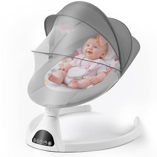 Soobaby Columpio de bebé para bebés, columpio eléctrico para bebés, columpio portátil para bebé niño y niña, balancín de bebé con control remoto con