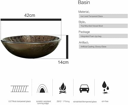YU YUSING Countertop Bathroom Sink Basin Round Hand Washbowl