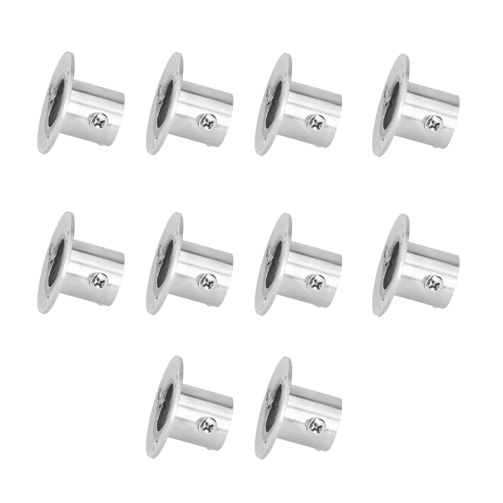 Closet Pole Socket, 10 PCS Stainless Steel Closet Rod Holder Shower Curtain Rod End Supports Socket Wall Mount Pipe Bracket(1.0x1.7in)