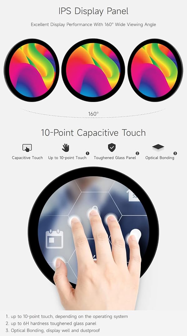 waveshare 5inch HDMI Round Touch Display, 1080 × 1080 Resolution, IPS, 10-Point Touch, Compatible with Raspberry Pi 5/4B/3B/Zero/Zero W/Zero 2W/Pico/Pico W/Pico WH by waveshare - Image 6