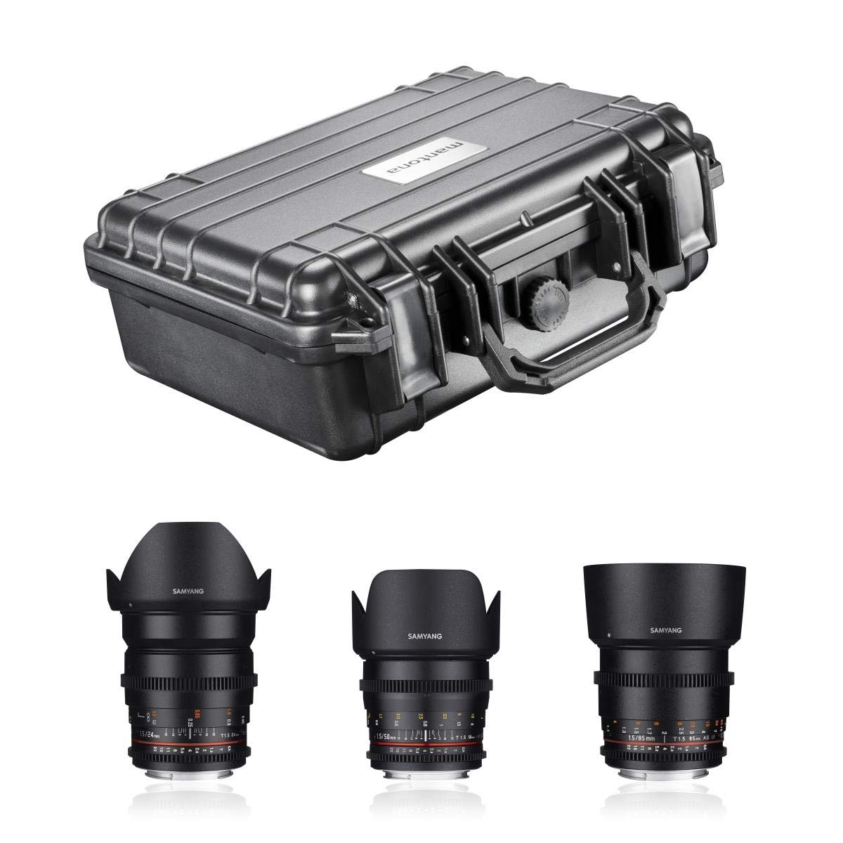 Samyang - Obiettivo video DSLR Basic Set Canon EF, colore: Nero