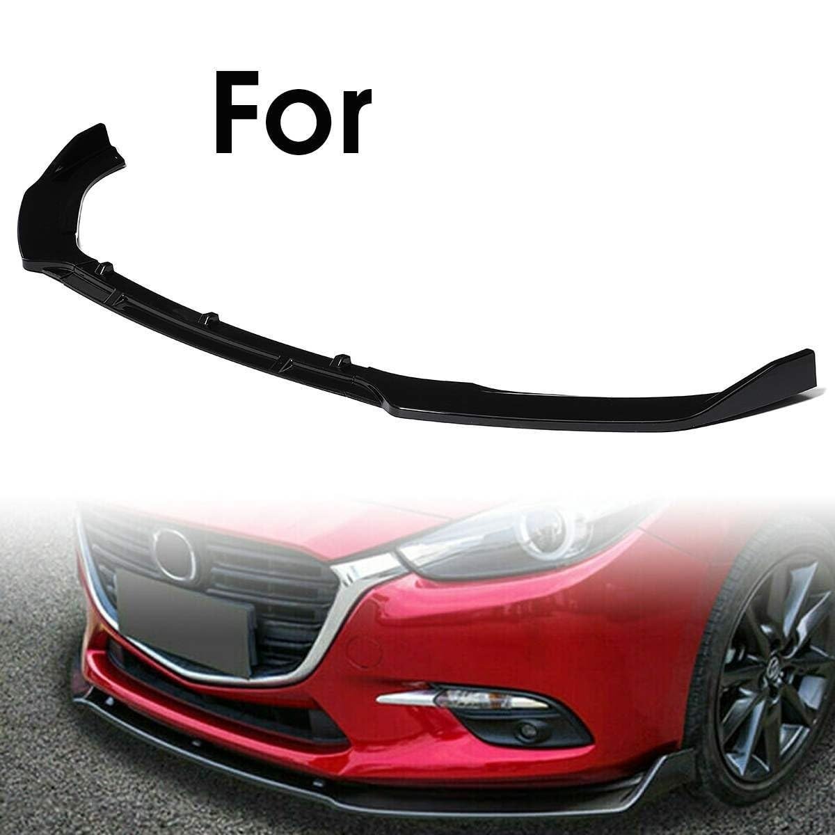3 szt. Błyszczący czarny przedni zderzak samochodowy Splitter wargi pokrywa tapicerka dyfuzor przedniego zderzaka warga skrzydło, dla Mazda, Axela 2014 2018 Spoiler bagażnika samochodu