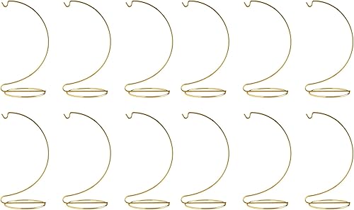Creative Hobbies Paquete de 12 soportes de exhibición para colgar adornos 8 pulgadas de alto oro brillante ideal para atrapassol, vitrales,