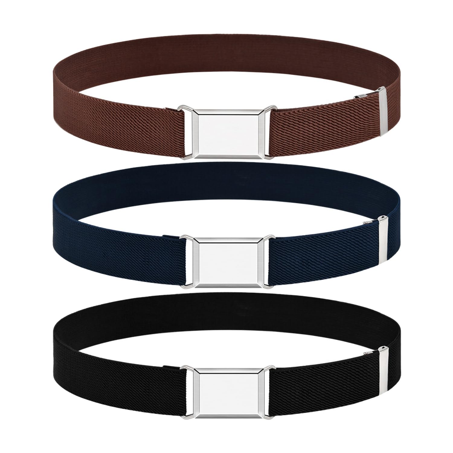 3 cinture per bambini, elastico in vita, regolabile, cintura sportiva, cintura estiva per campeggio, alpinismo (marrone, nero, blu marino)