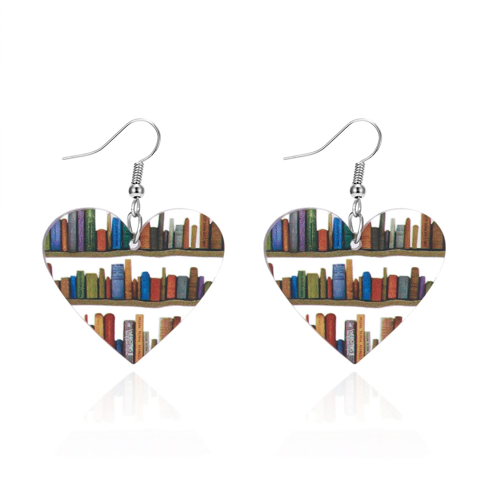 Book Earrings for Women Book Shelf Earrinfs for For Book Lovers Gifts for Book Lovers Women Bookshelf Acrylic Dangle Earrings