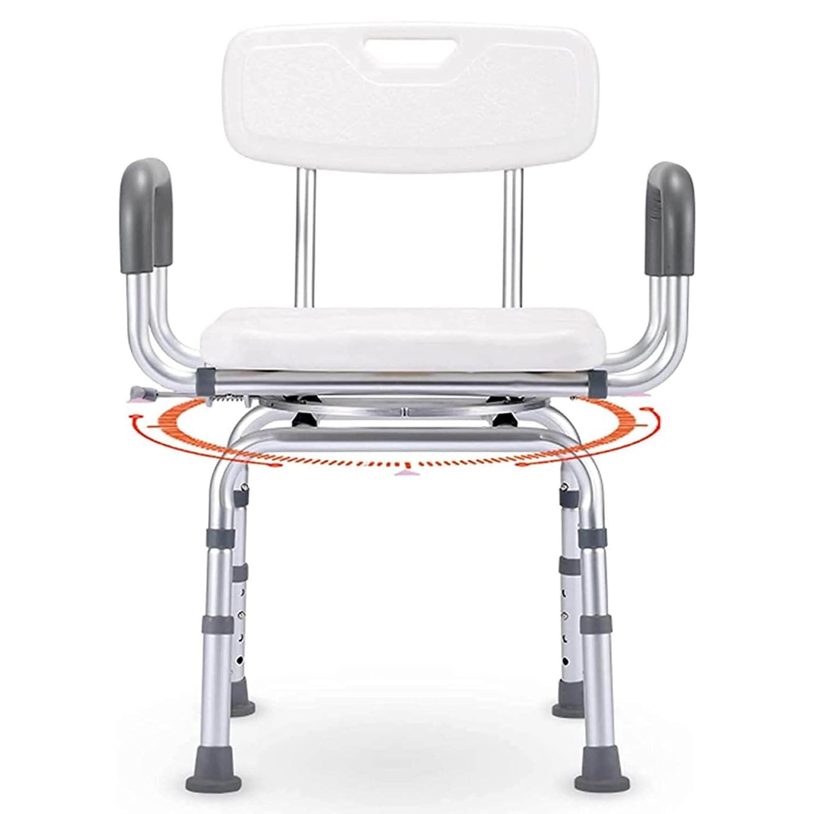 Silla de Ducha Giratoria 360 ° con Respaldo y Apoyabrazos, Asiento de Ducha Taburete de Baño Altura Ajustable Silla de Baño para Embarazadas Ancianos Discapacitados, Capacidad de 400LBS