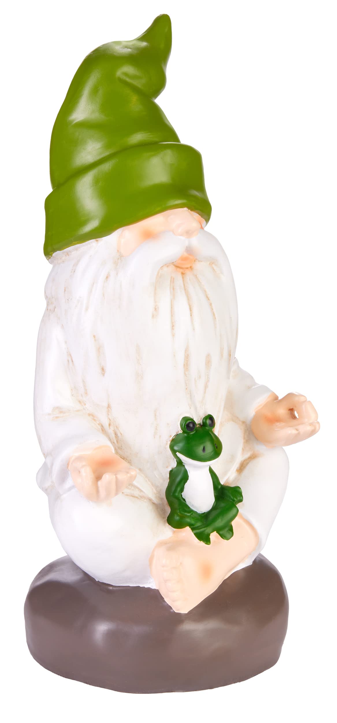 BRUBAKER Gartenzwerge Set Yoga Baum und Schneidersitz - Zwerge mit Frosch - Zen Gartenfigur Sport Figur Dekoration Wetterfest für Garten Campingplatz - Gartendeko Lustig Weiß für außen