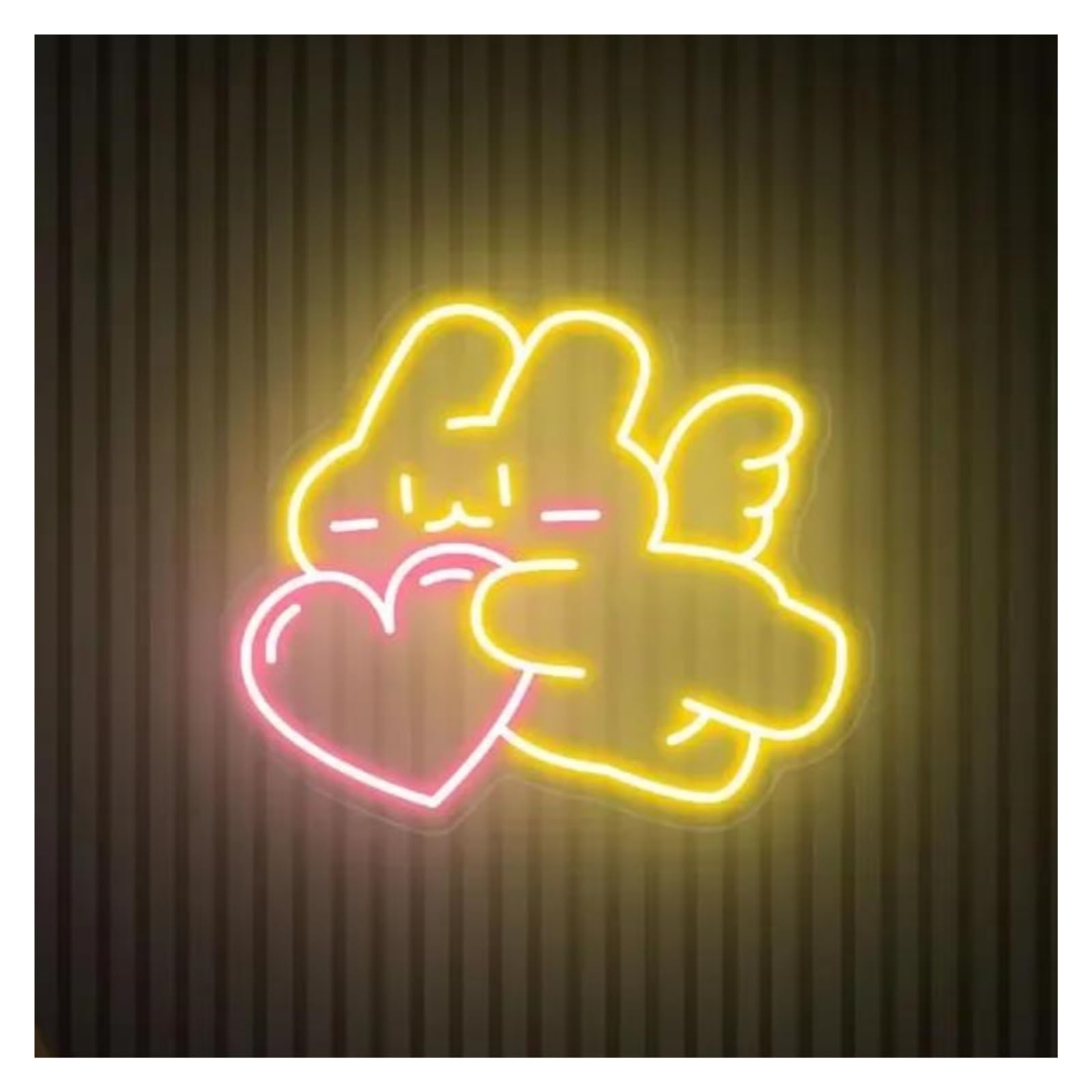 LEMST Signs Lamp USB Powered Rabbit with Heart Neon Lights, Cute Rabbit Angel Neon Signs, for Party Bedroom Decor Neon Sign(B,45cmx45cm)