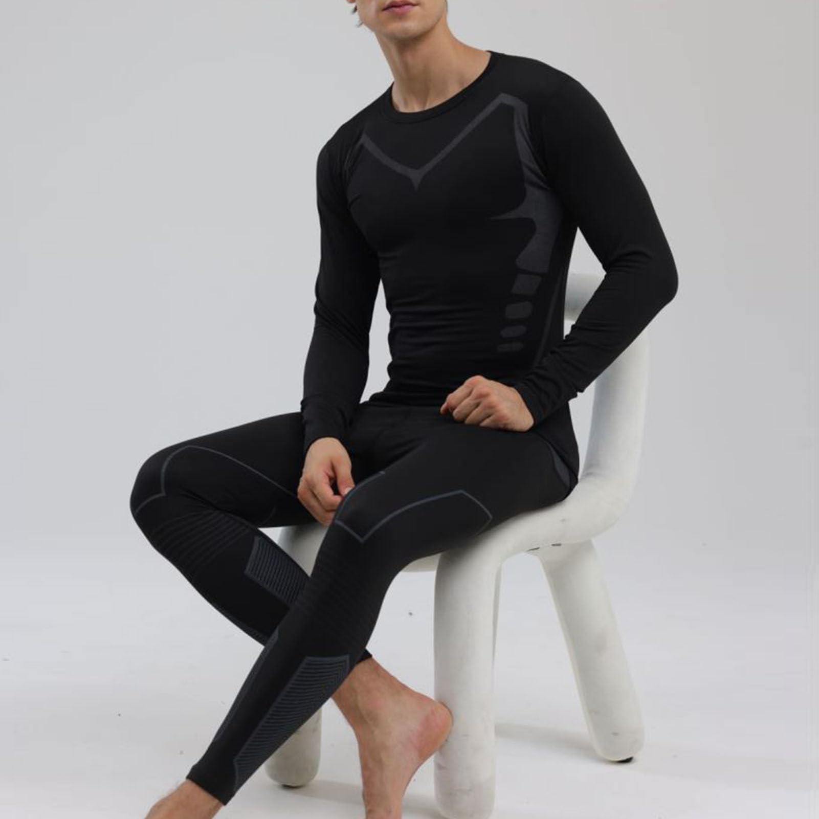 SIXRUN Set di Biancheria Intima Termica da Uomo Intimo Termico in Maglia Slim Fit per Camicia da Uomo Pantaloni Leggeri e Caldi Set Superiore e Inferiore per Indumenti da Notte a Strati Autunnali e