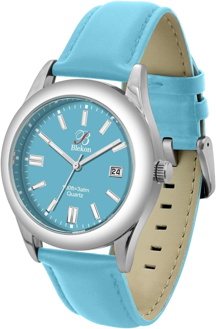 Blekon Original Stylish Bracelet and Leather Watch Set with Date - Elegant Timepiece for Everyday Use and Special Occasions - Multiple Strap Options, Easy Read Dial, 3 ATM Water Resistant,