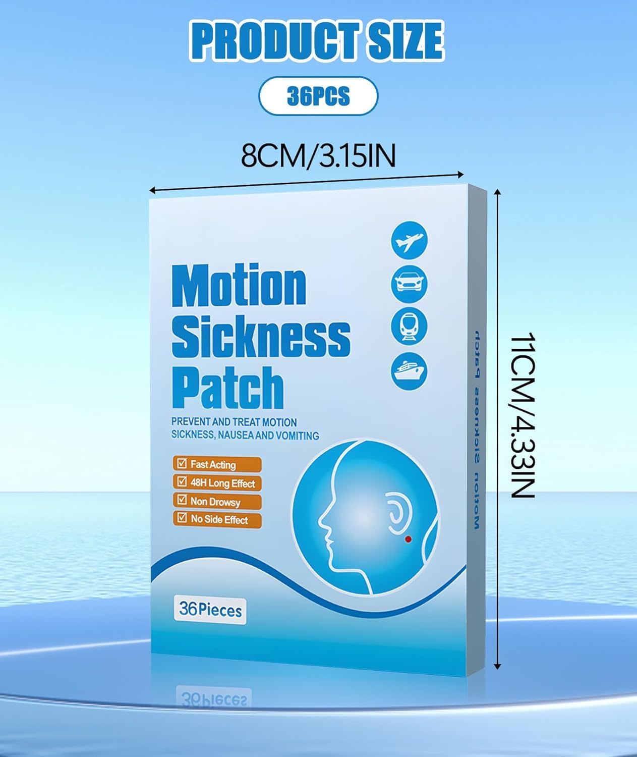 SINGARO Motion Sickness Patches herbal, Waterproof Patch Behind Ear for Car Airplane Altitude Sickness, Sea Sickness Patches for Cruise Travel Essentials(36 Pack)(Non Drowsy 1