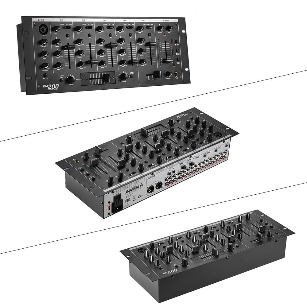 Mesa de Mezclas,ERYUE Profesional de 5 canales para DJ de montaje en rack mezclador estéreo consola de mezclas