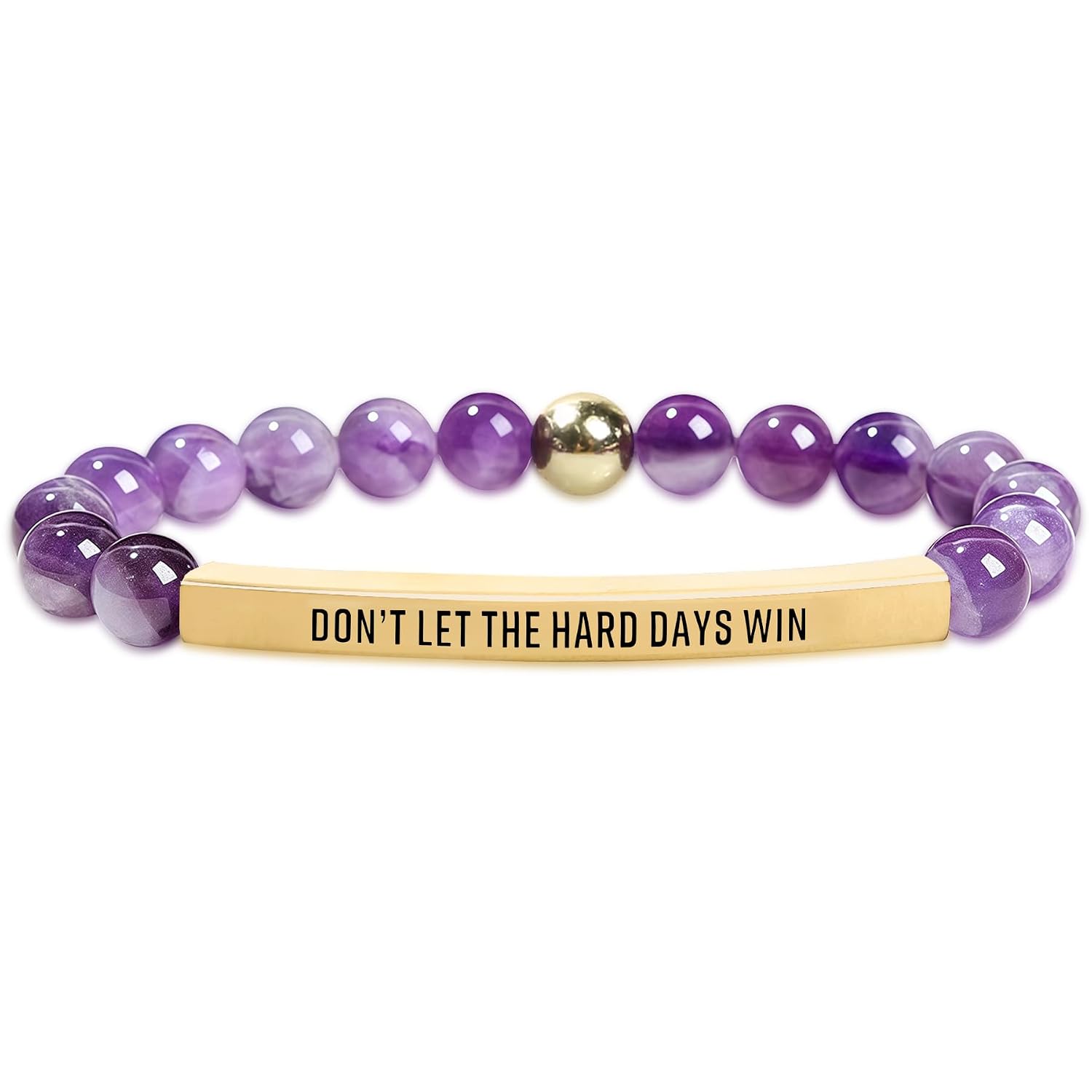 INSYOHO Dont Let the Hard Days Win Bracelet – Inspirational Healing Crystal Bracelet for Women & Men, Agate & Amethyst Beaded Adjustable, Motivational Gift for Stress Relief &...