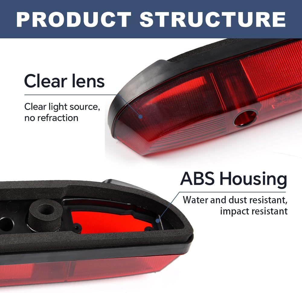 PIT66 LED 3rd Brake Lights Compatible with 2001-2004 Nissan Frontier Rear High Mount Stop Parking Lights Assembly Third Brake Cargo Lamps White housing Red Lens