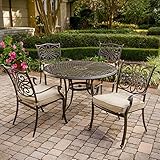 Hanover TRADITIONS5PC Traditions 5-Piece Deep-Cushioned Outdoor Dining Set, Includes 4 Deep Cushioned Dining Chairs and 48-Inch Round Dining Table