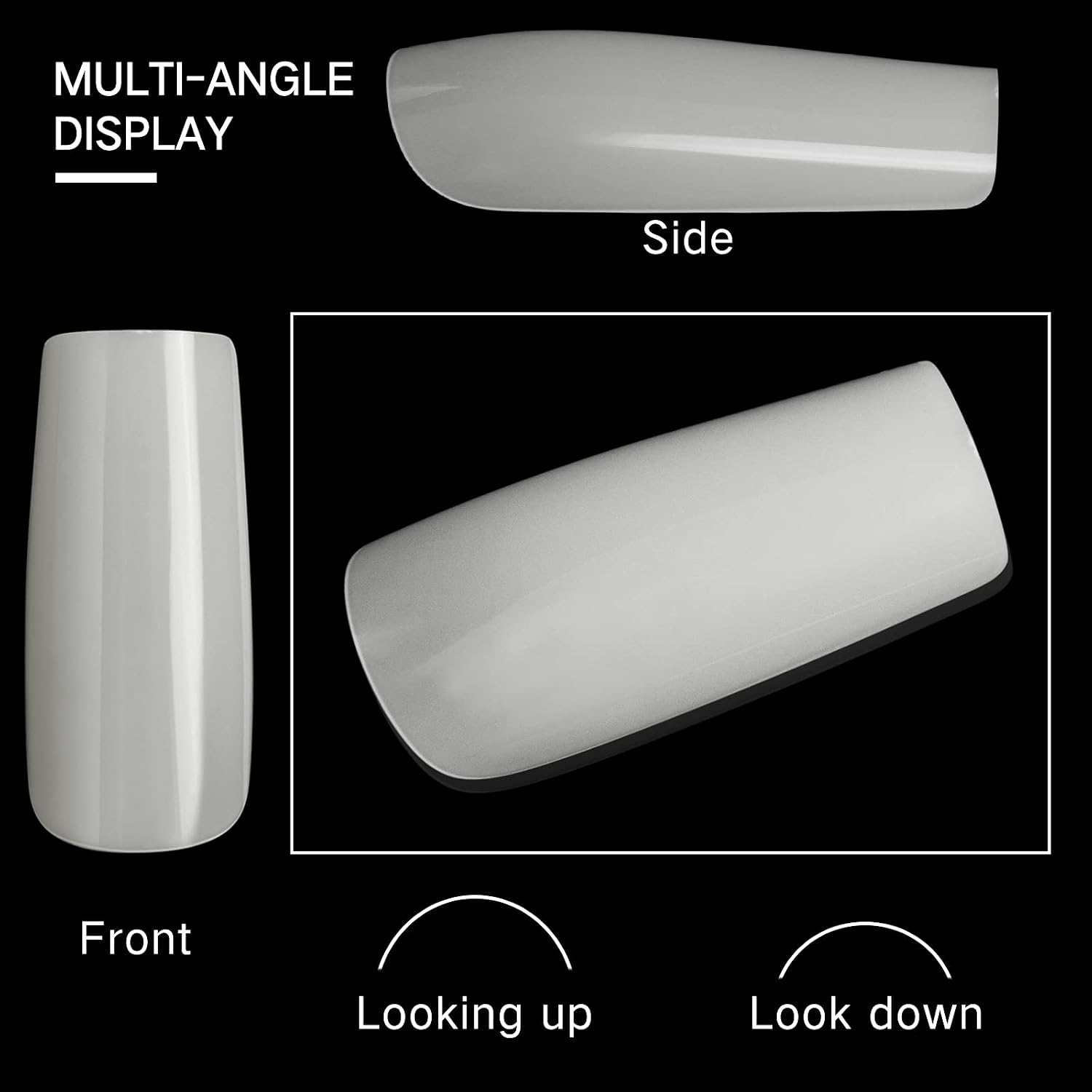Vcedas Extra Long Square False Nail Tips Full Cover 1.37 Length 400PCS Clear+Natrual French Long Acrylic Fake Nails for DIY French Nails with Box