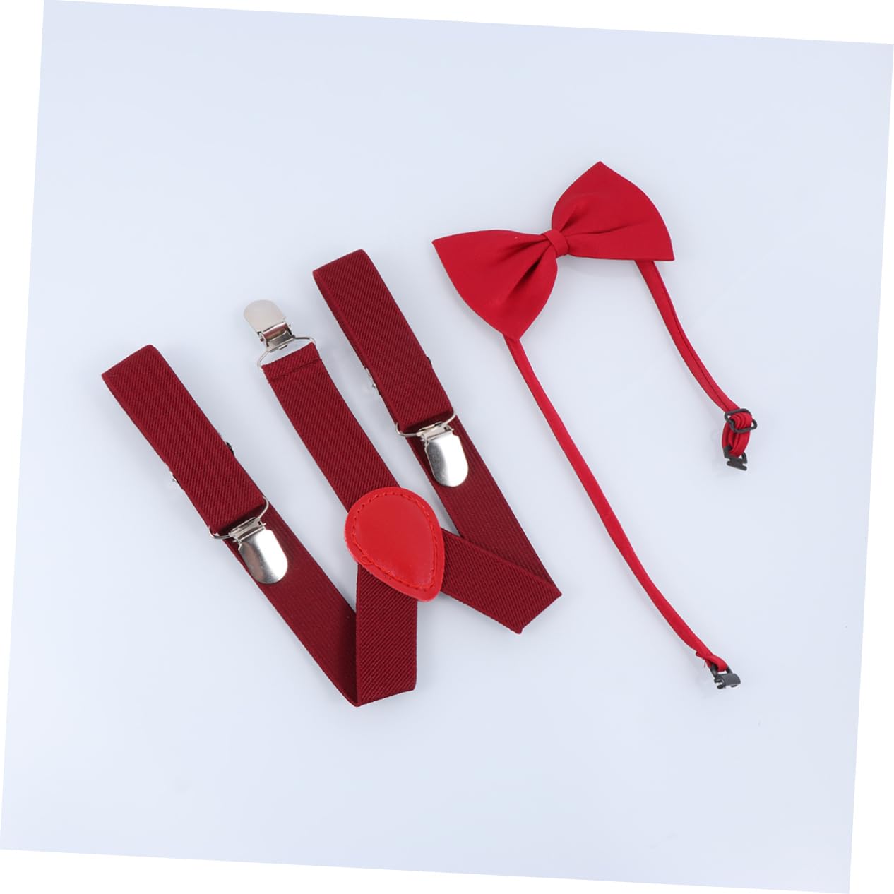 COSMEVIVI Elastic Band and Striped Tie Set x Back Elastic Suspenders Boys and Girls Bow Tie Suspenders for Boys or Girls Party Random