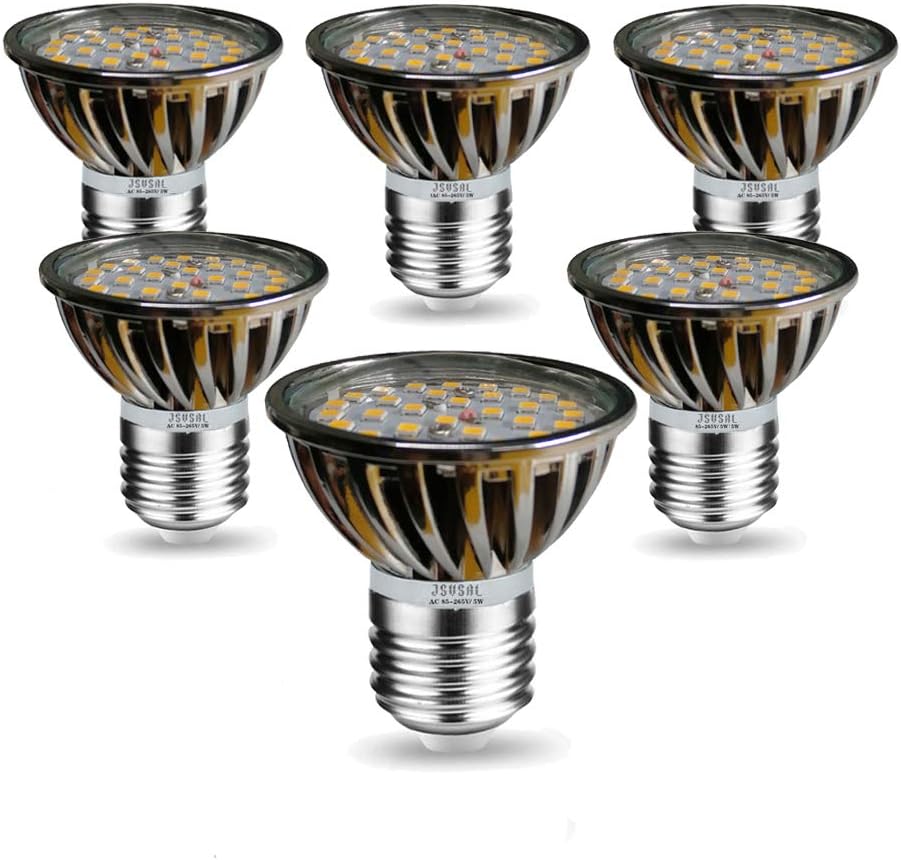 PAR16 LED Short Neck Bulb,Non-dimmable,Green, E26 Screw Base,5W AC 85-265V,35W-50W Halogen Bulbs Replacement,Aluminum Casing,120 Degree Wide Beam Floodlight Bulb,6-Pack