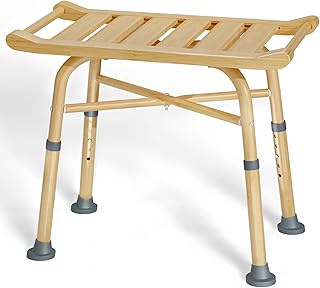 Shower Bench Bamboo Shower Chair for Inside Shower, 23.5 Inch Spa Bath Stool with Handles, Height Adjustable Shower Stool Bath Chair for Adults Seniors and Disabled (13x23.5 inch+Bamboo)