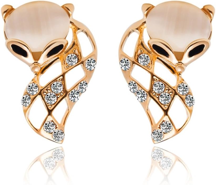 Women's Girl’s Elegant Fox Drop Earrings With Imitation Cat Eyes, Stone, Rhinestones, Silver, Gold, One Pair