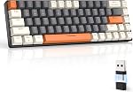 ZIYOU LANG RK68 60% Wireless Mechanical Keyboard,Bluetooth 5.0/2.4Ghz Dual Mode Receiver,Hot-Swappable Mini 68-Key,Retro Color Keycaps,Linear Red Switch,Ultra Power Saving for PC PS4 Xbox iPhone ipad