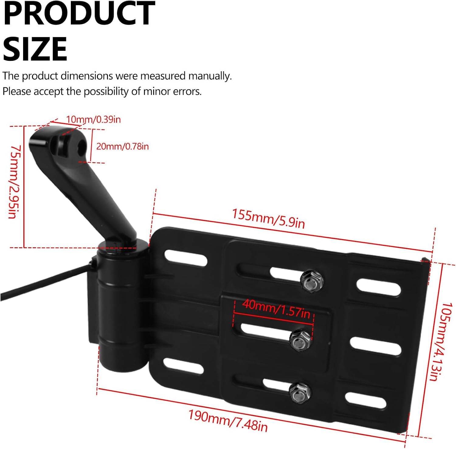 Rear Side License Plate Bracket Holder w/LED Light for Harley Sportster XL883, XL1200, Dyna Low Rider FXDLS, Street Bob FXDB 2004-2020 Black