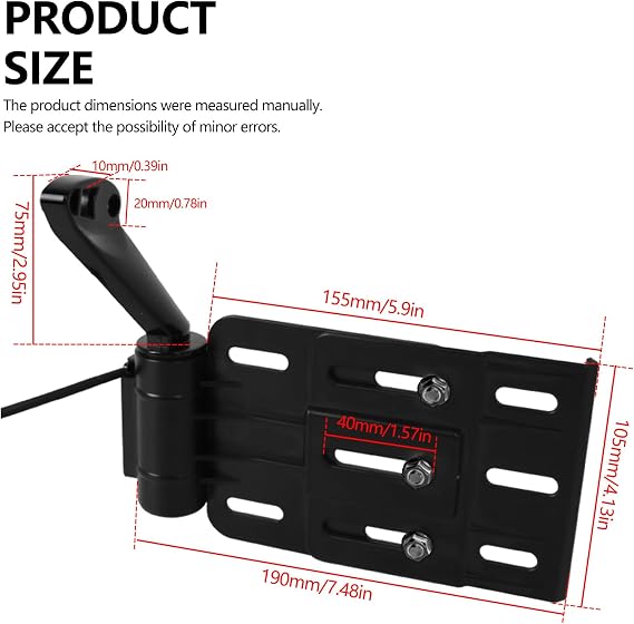 Rear Side License Plate Bracket Holder w/LED Light for Harley Sportster XL883, XL1200, Dyna Low Rider FXDLS, Street Bob FXDB 2004-2020 Black