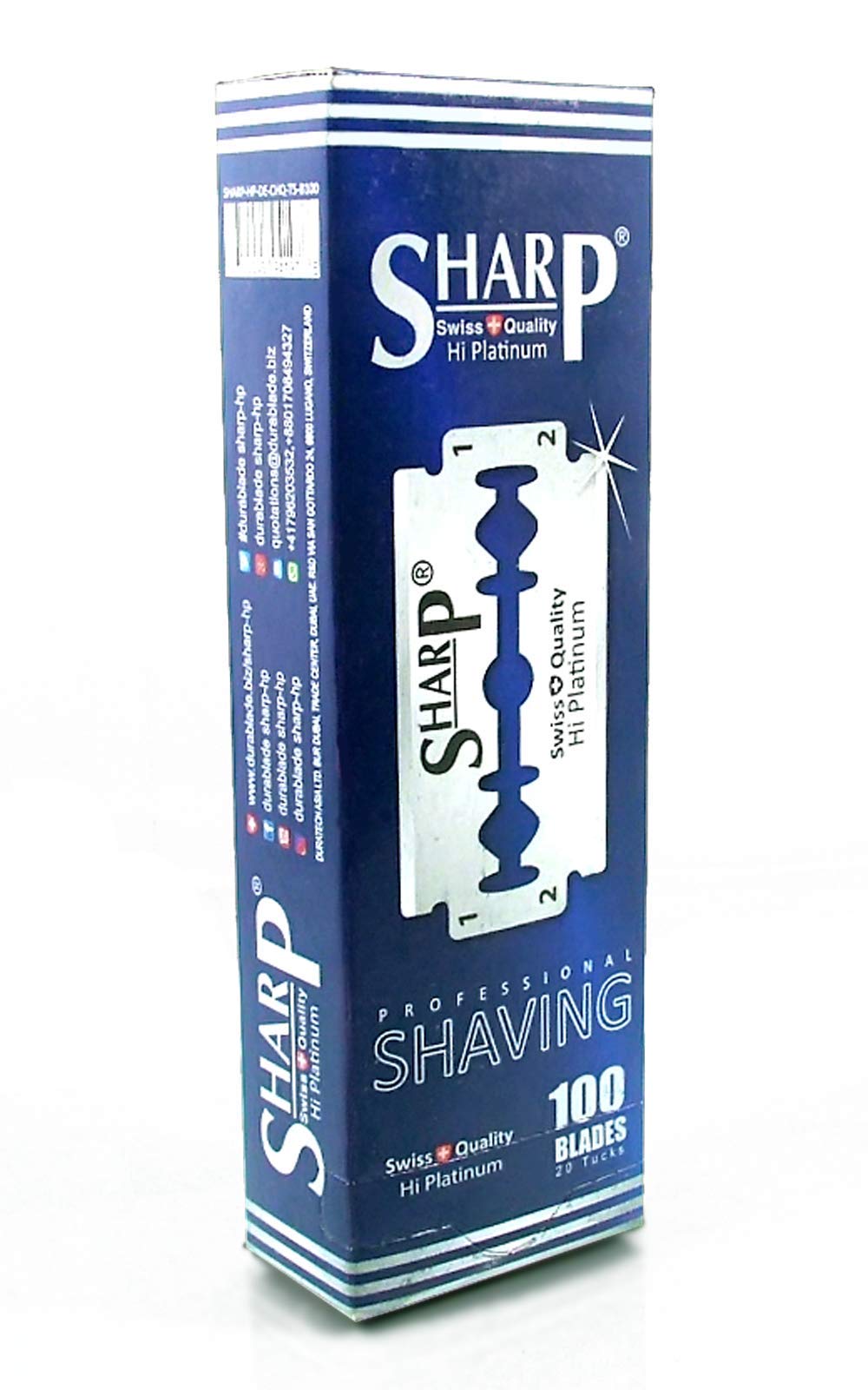 Razor Blades Club 100 Żyletek Sharp Hi Platinum | Zapasowe Ostrza do Maszynki na Żyletki | Dwustronne Ostrza do Golenia dla Mężczyzn Powlekane Platyną