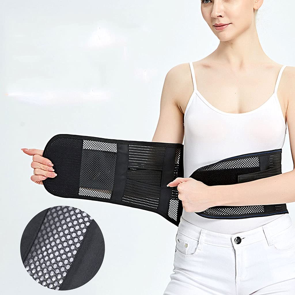Faja de espalda baja con tirantes Soporte lumbar Envoltura para Corrector de postura Recuperación Entrenamiento Hernia de disco Alivio del dolor Cinturón recortador de cintura (AM)