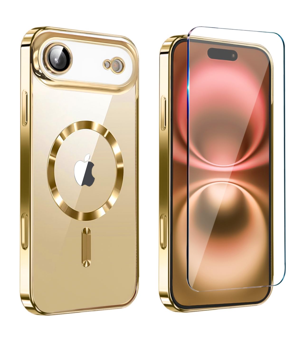 Magnetic Glossy Case for iPhone 17 Air iPhone 17Air Phone Case Slim Clear Luxury with Screen Protector Camera