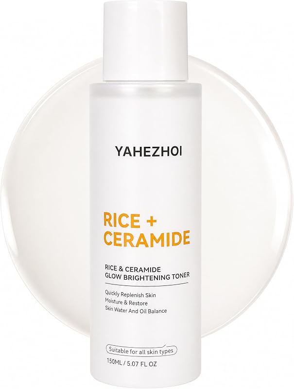 Tônico facial YAHEZHOI com arroz e ceramida, textura leitosa