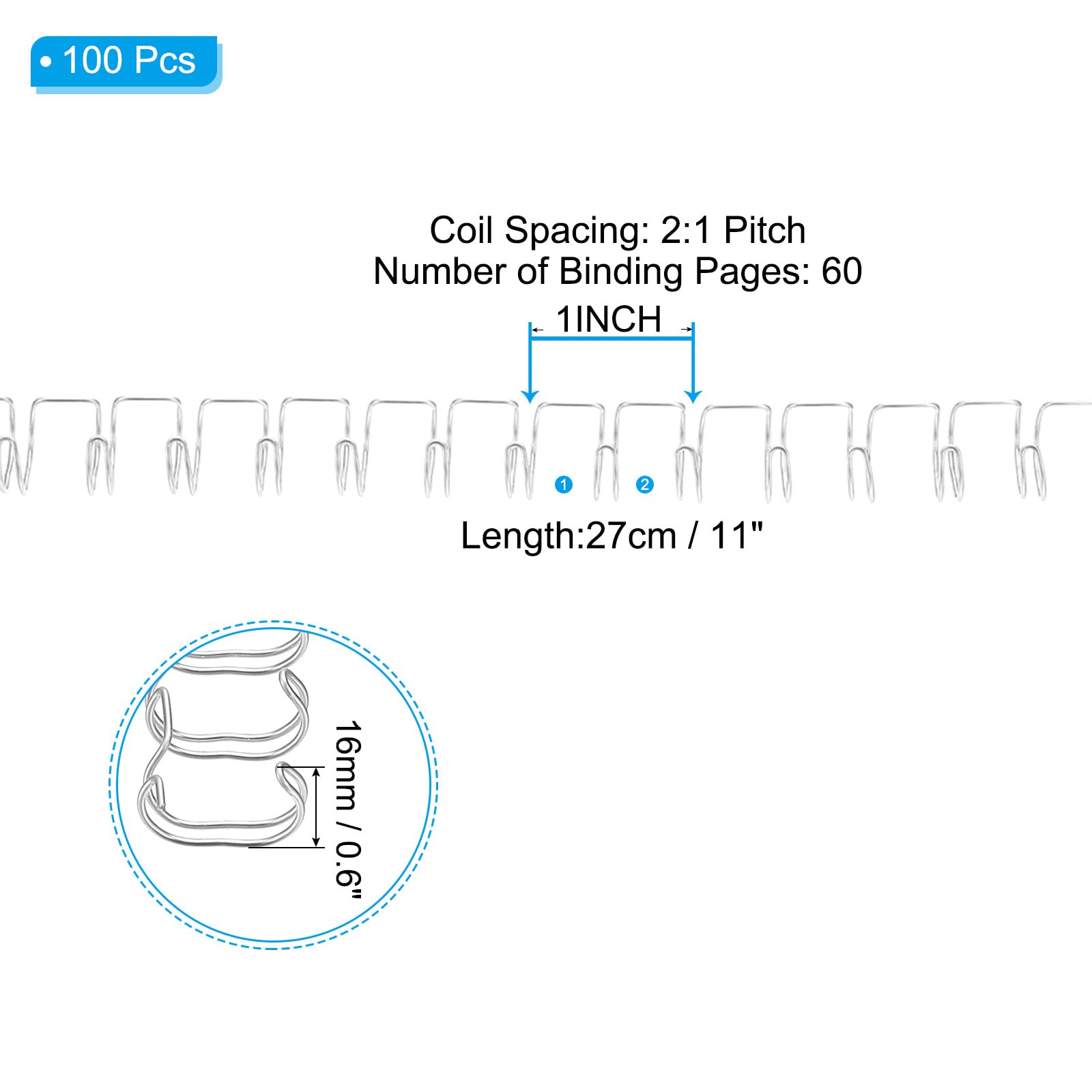 PATIKIL 10mm (3/8") Double Loop Wire Binding Combs - Image 2