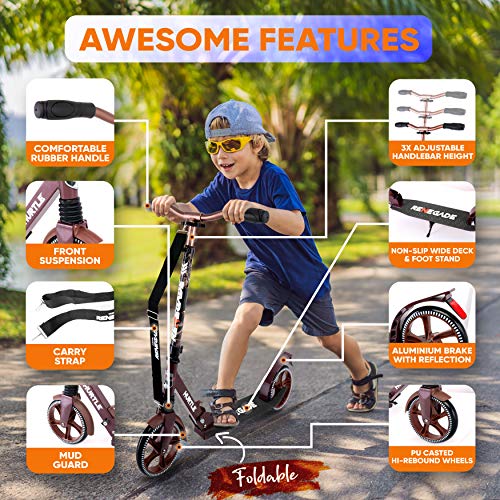 Image of Lightweight and Foldable Kick Scooter - Adjustable Scooter for Teens and Adult, Alloy Deck with High Impact Wheels (Real Tree)