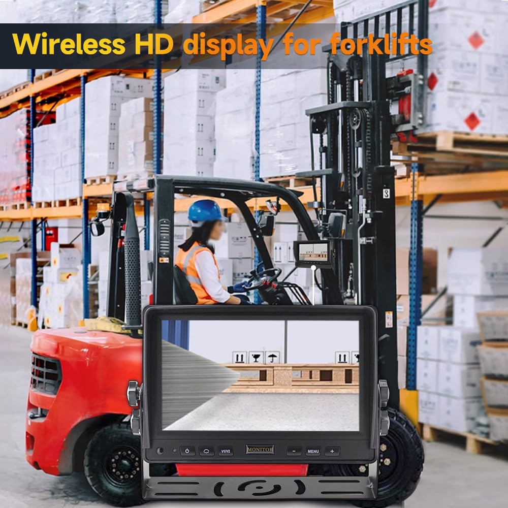 HAONINYUE 7-inch HD 720P Wireless Camera, Forklift Wireless Camera with Video Recording Support, Forklift Safety Camera for Work Surveillance System with Magnetic (Camera Without Laser Function)