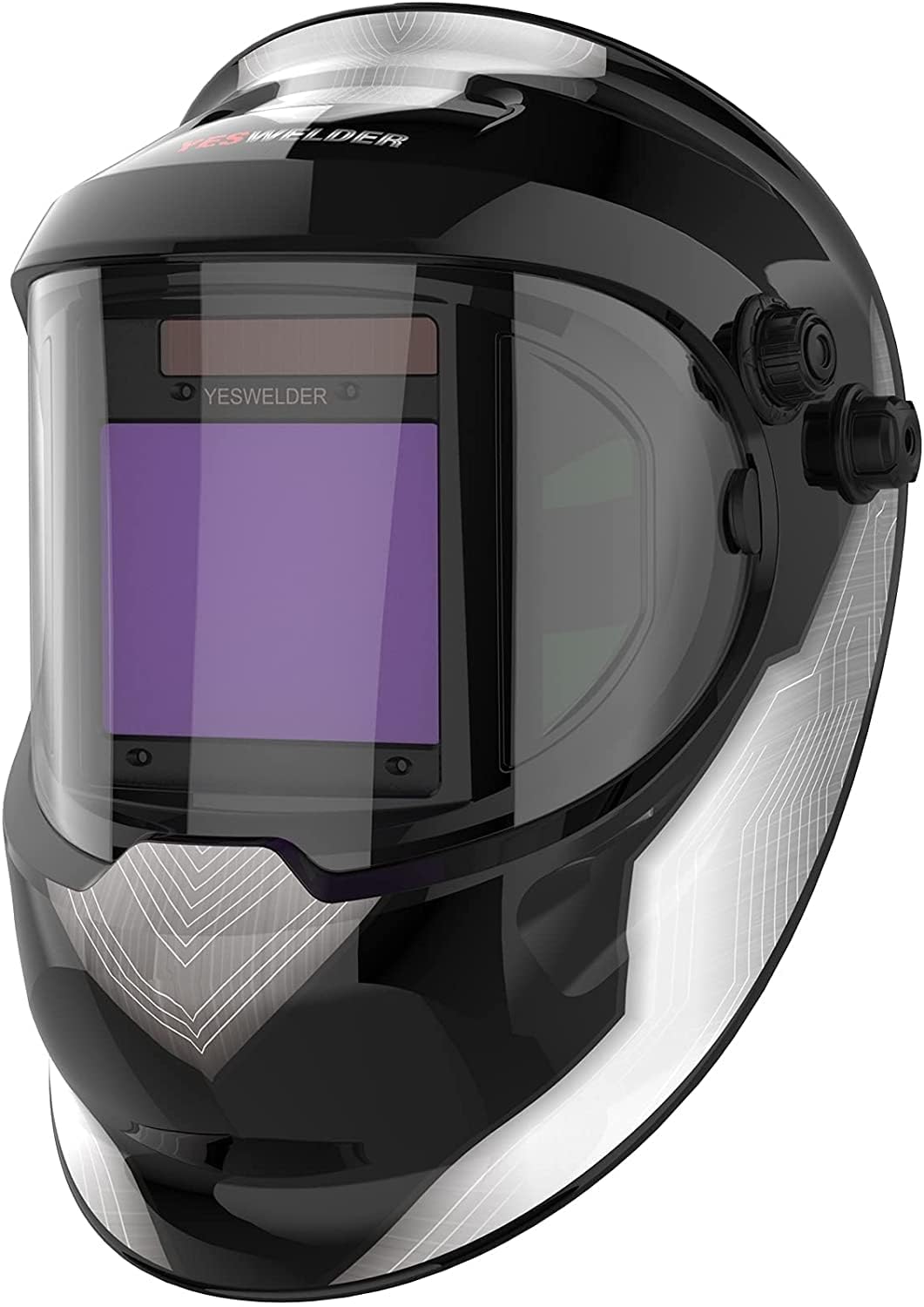 YESWELDER Careta Soldar Automatica Vista Grande Color Verdadero Accionado por Energía Solar, Mascara soldar Automático con Vista Lateral, 4 Sensores Sombra 4/5-9/9-13 para TIG MIG ARC CUT