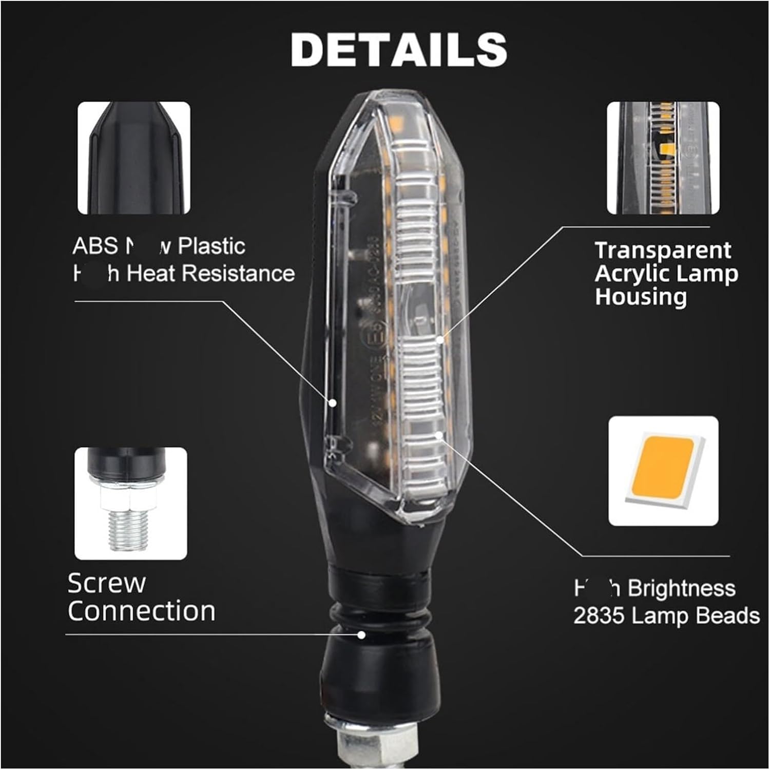 Generic Mini uniwersalne wskaźniki Dla Honda Dla Yamaha Motocyklowe kierunkowskazy LED Bursztynowa lampa kierunkowskazu Moto Migające tylne światła