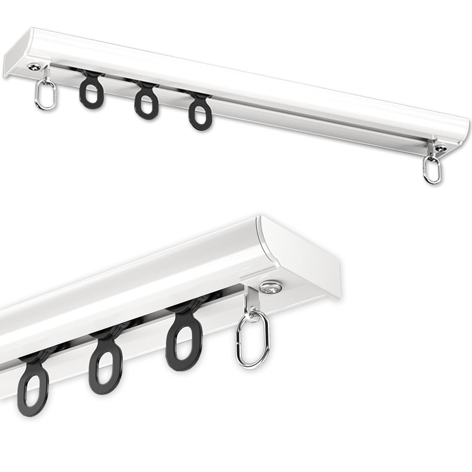 Ceiling Ultra-Thin Curtain Single Tracks Room Divider, Ultra-Thin Privacy Aluminum Alloy Curtain Rails, Ceiling Mount Curtain Rod Track for Office Home Hotel School(White,460cm(15.1ft))