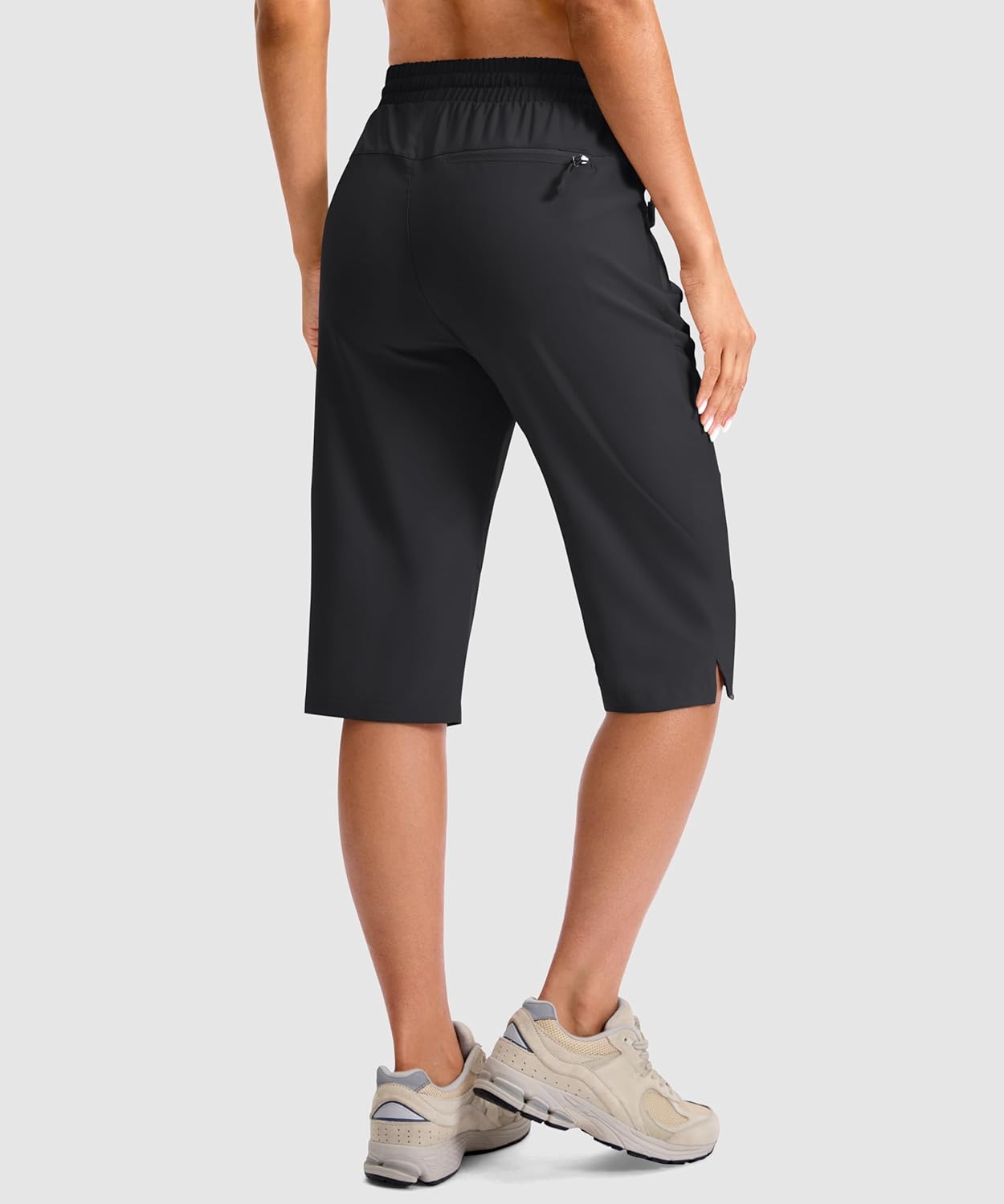 Viodia Women's 15" Hiking Shorts Long Bermuda Cargo Capris Knee Length Lightweight Shorts Quick Dry Elastic Waist for Casual - Image 2