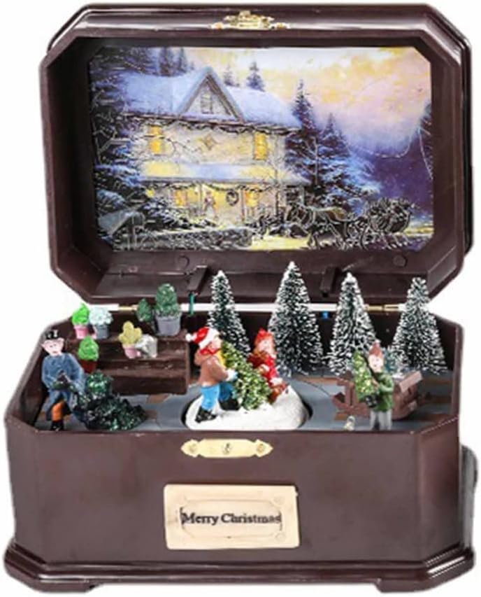 Christmas Rotating Light Music Box Ornament with Christmas