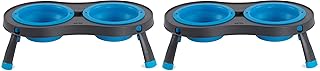 Dexas Pets Double Elevated Pet Feeder, Pro Blue, Small/1 Cup Capacity Bowls (PW1004322194) (Pack of 2)