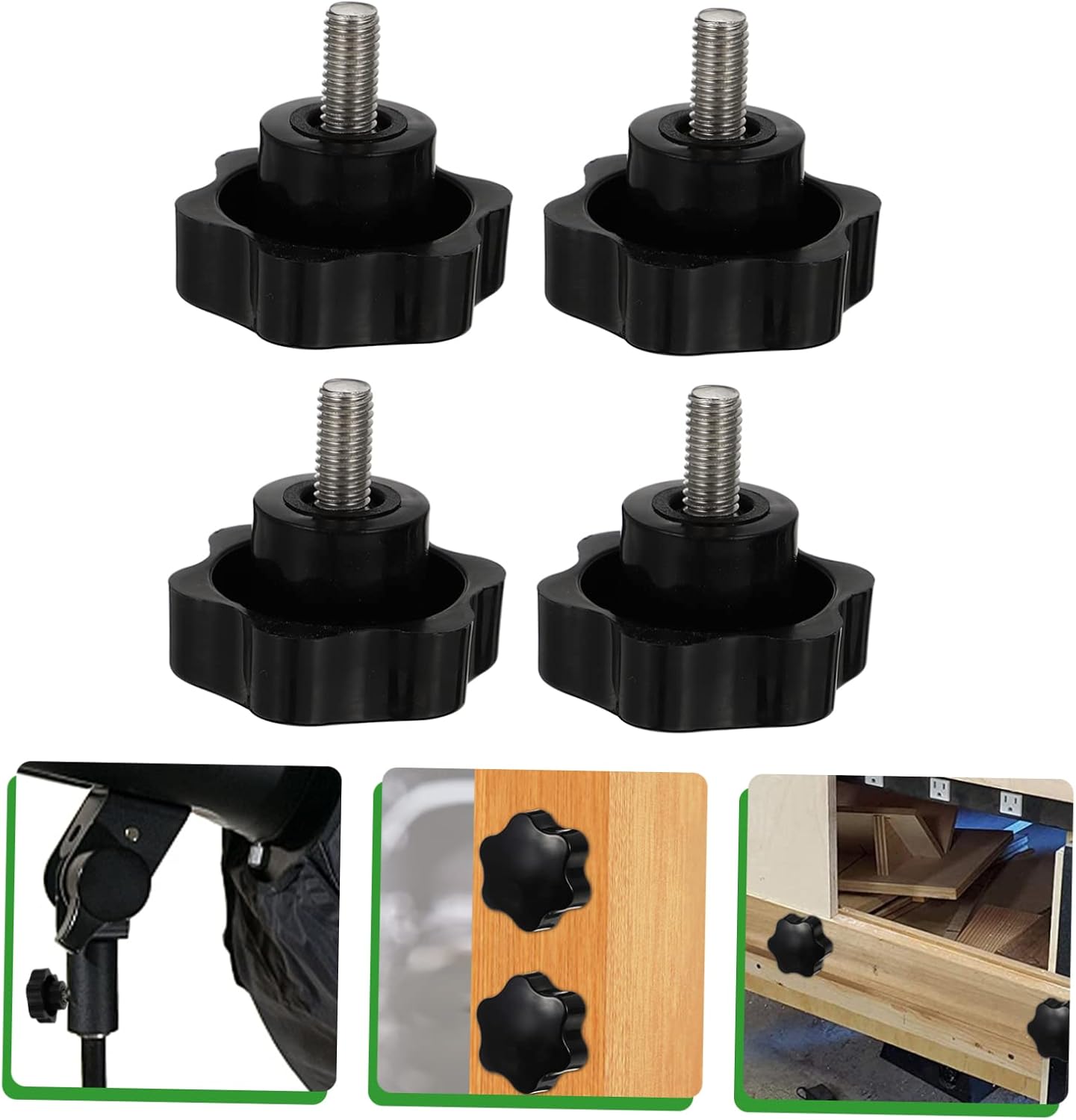 4pcs Plastic Threaded Star Knobs Thread Replacement Nuts for Dresser Knobs