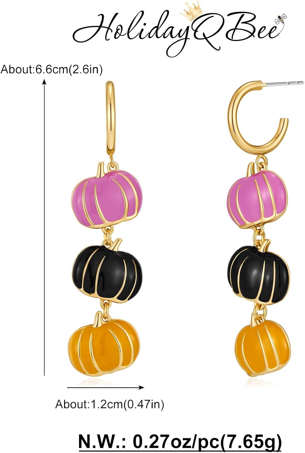 Halloween Earrings For Women Pumpkin Earrings Gold Skeleton Earrings Ghost Halloween Dangle Drop Earrings Bat Earrings Ghost Tassel Earrings Fashion Jewelry - Image 6