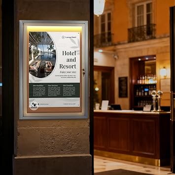 Concealed LED Enclosed Bulletin Board with Locking Tempered Glass Door, Weatherproof Outdoor Indoor Notice Board with Aluminum Frame,36x24 inches