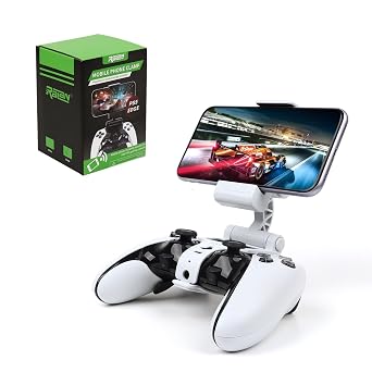 RALAN Phone Mount Holder for PS5 Dualsense Edge Controller Accessories, Adjustable Mobile Gaming Clip