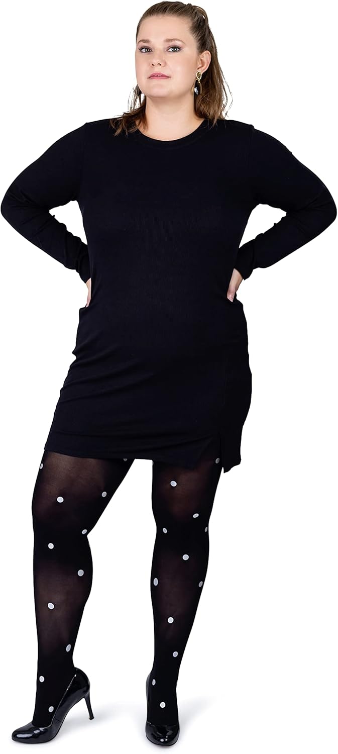Silky Toes Womens Plus Size Heart Polka Dot Valentine Patterned Tights | Fashion Printed Designed Opaque Stockings for woman