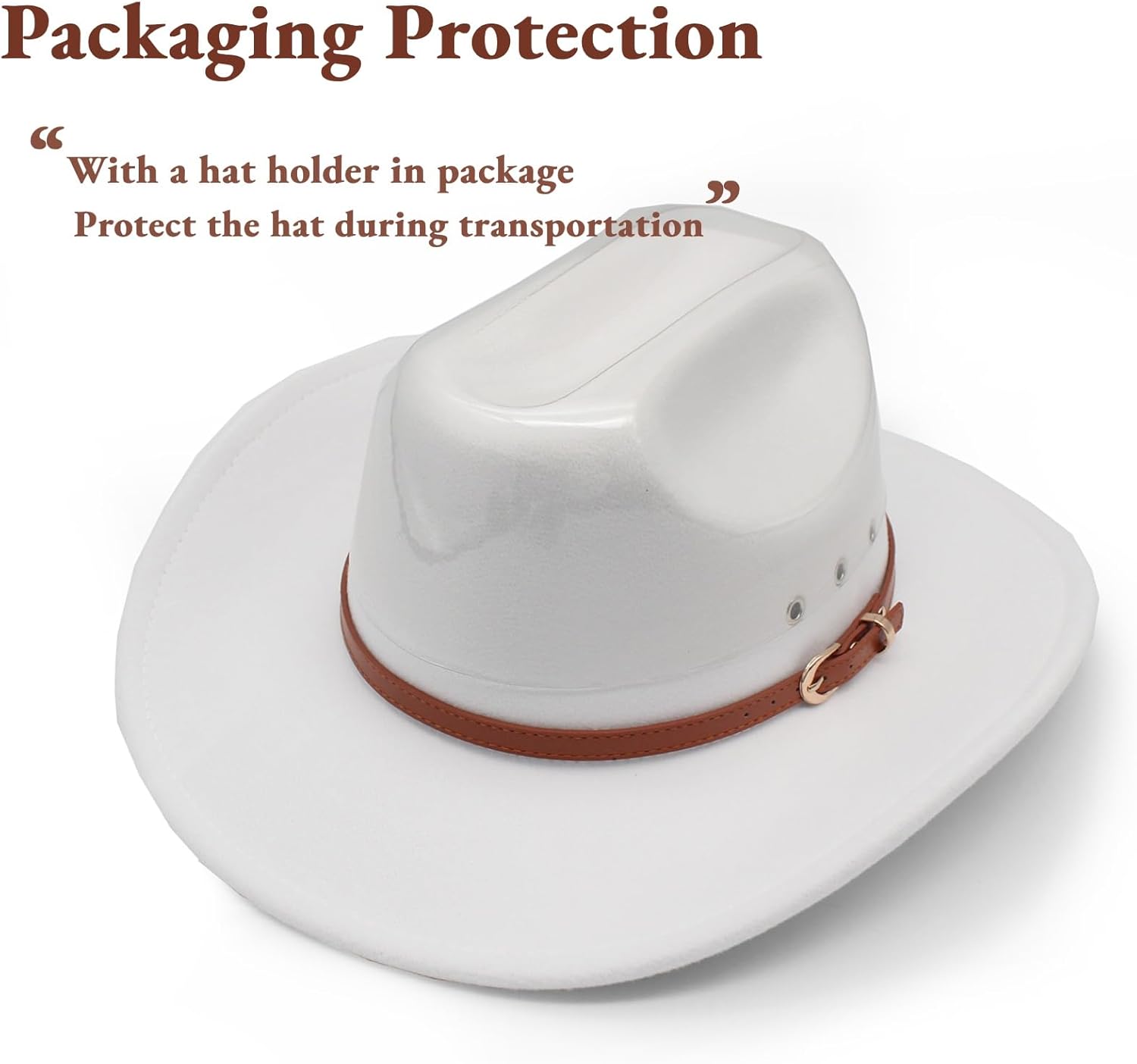 LIDHAY Cowboy Hat for Women and Men Felt Wide Brim Classic Outdoor Fedora Hats Western Cowboy Cowgirl Hats with Belt Buckle - Image 6